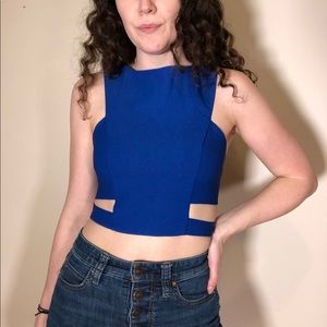 Blue Cutout Crop Top
